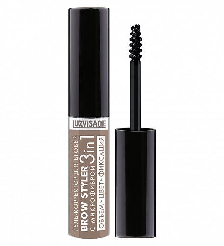 LUXVISAGE Гель-корректор для бровей с микрофиброй "Brow styler"3in1, 6г (1 Латте)