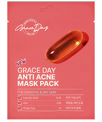 GRACE DAY Тканевая маска anti-acne FOR SENSITIVE/DRY SKIN MASK PACK, 27 мл