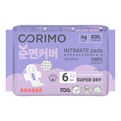 CORIMO Прокладки женские гигиенические XXL - 33,8 сm анатомической формы, 6 шт
